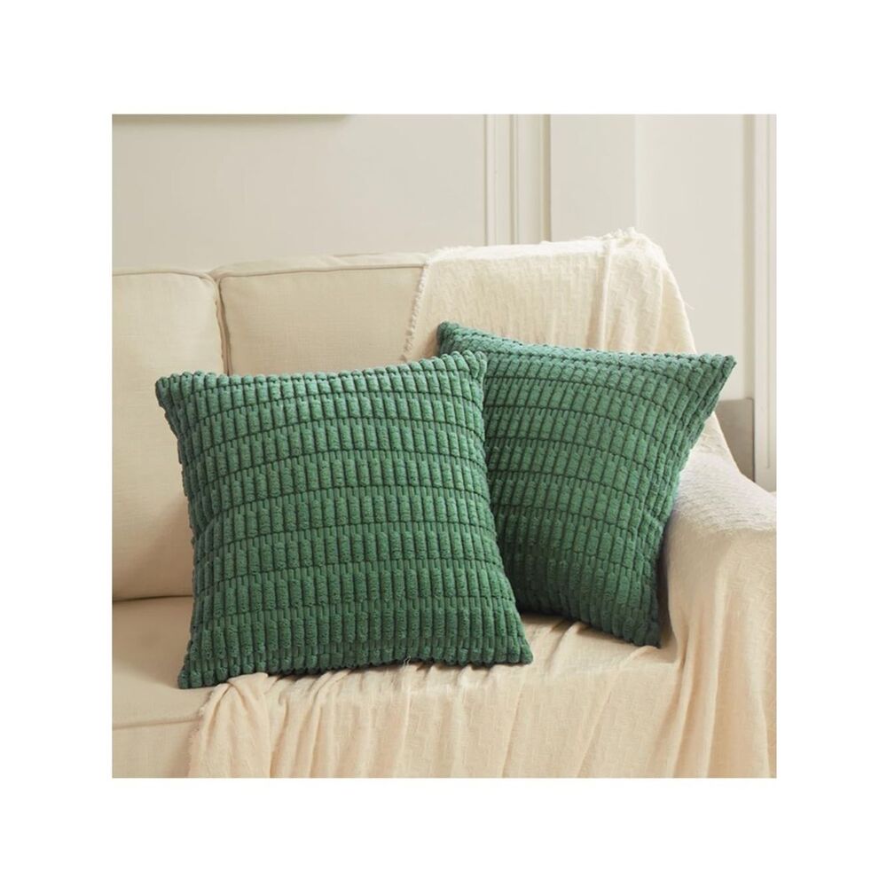 New 22x22 Set‎ 2 -Soft Textured Green Decorative Throw Pillow Pair